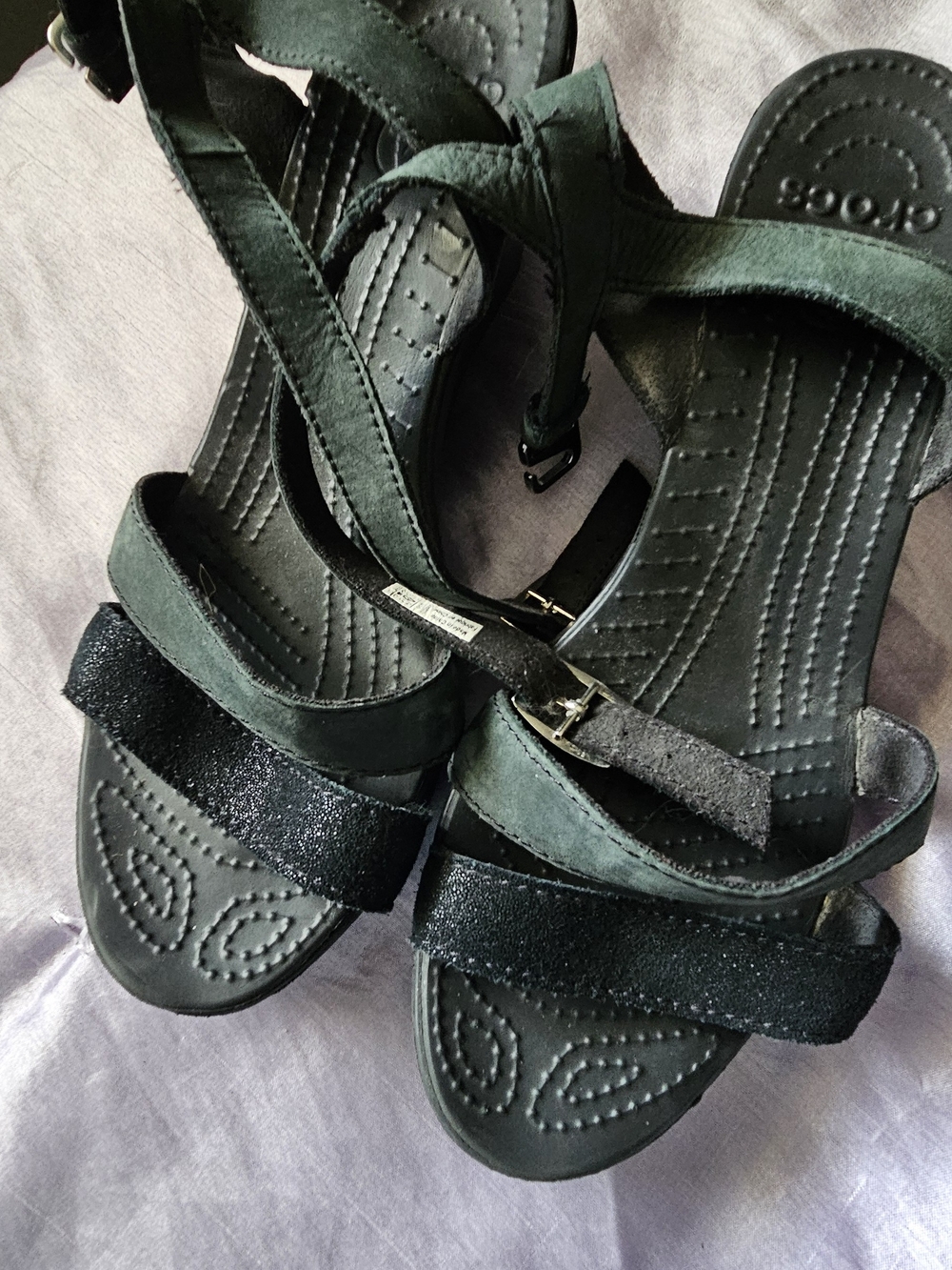 Crocs Women’s Black Strappy Wedge Sandals